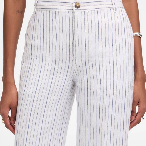 Madewell Zoe Women’s Relaxed Wide Pant 100% Linen Blue White Beachy Stripe (2) - Picture 3 of 6
